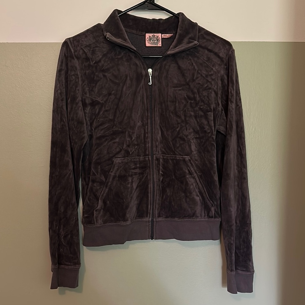 Vintage Juicy Couture dark grey Velour Zip-Up Jacket